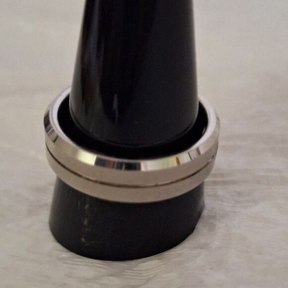 A Triton Men's Ring Tungsten Carbide Steel Wedding Band Silver Tone Size 10 - Picture 2 of 9